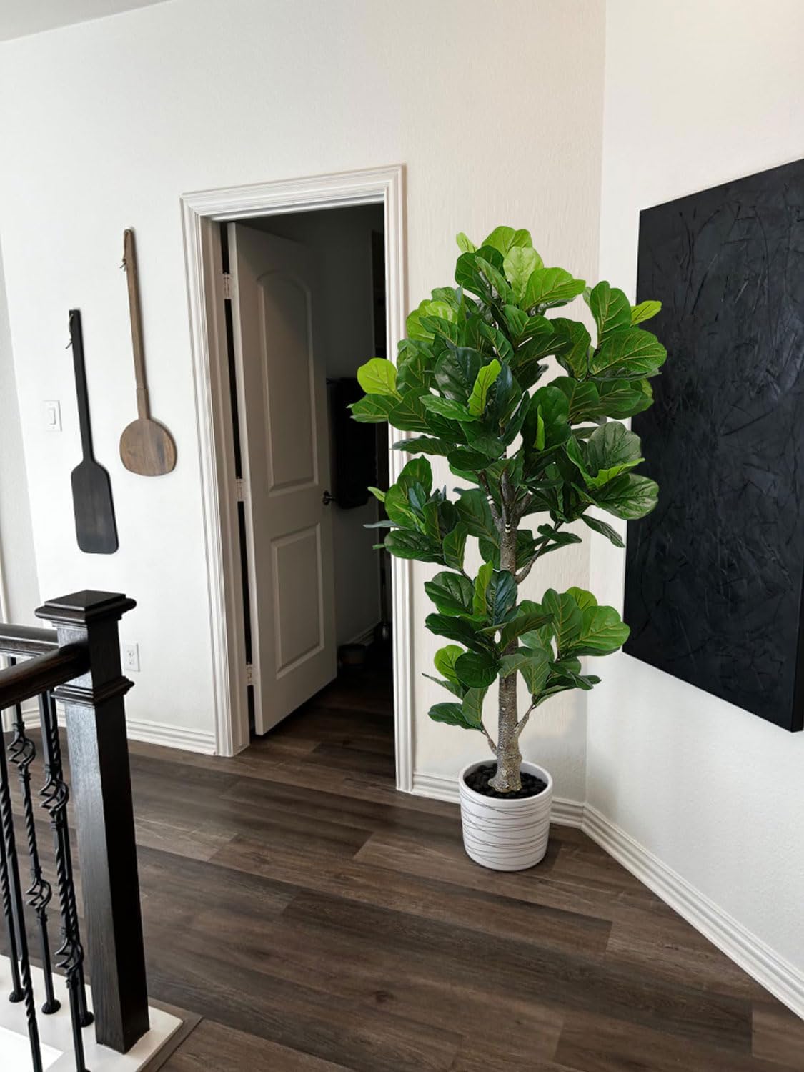 Aveyas 6ft Artificial Fiddle Leaf Fig Tree for Home Decor, 6 Feet Large Faux ...