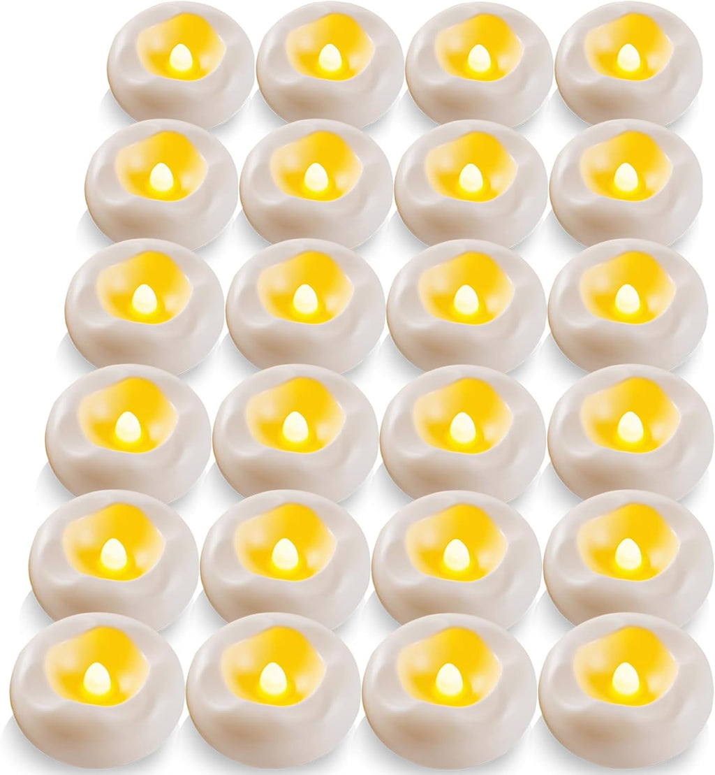 Floating Candles Water-Activated Flameless LED Candle 160+ Hours Waterproof Plastic 2.3" White Battery Operated Candle for Centerpieces Cylinder Vases Table Decorations Wedding Pool Party 24 Packs