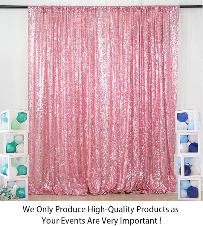 ShiDianYi 4FTx6FT-Fuchsia Pink-Backdrop Curtain Photography,Shimmer Sequin Fabric Photography Backdrops Sequin Curtains for Wedding/Party