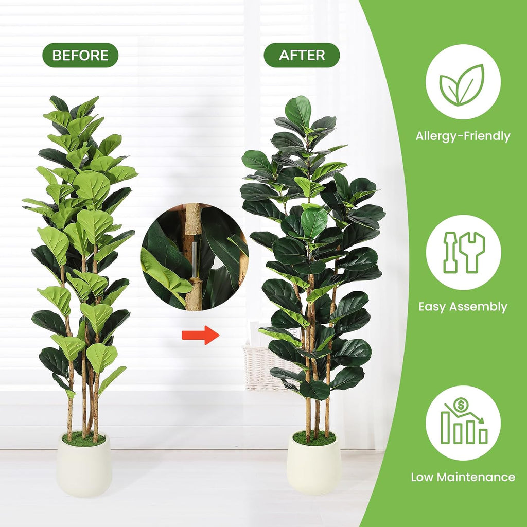 garveehome 6 ft faux fiddle leaf fig tree, side view