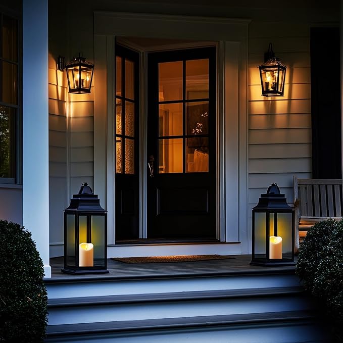 Amagic 4” x 6” Waterproof Outdoor Flameless Candles with Remote, Large LED Candles Battery Operated with Timer, Flickering Fake Pillar Candle for Patio Yard Porch Decor, Ivory White, Set of 2