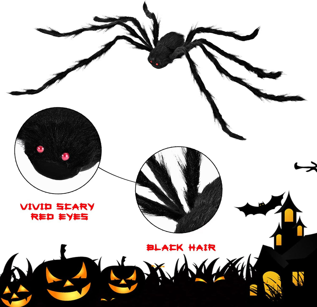 JOYIN 3 Pcs Halloween Spiders Outdoor Decoration, Halloween Decor Outside, 5 ...