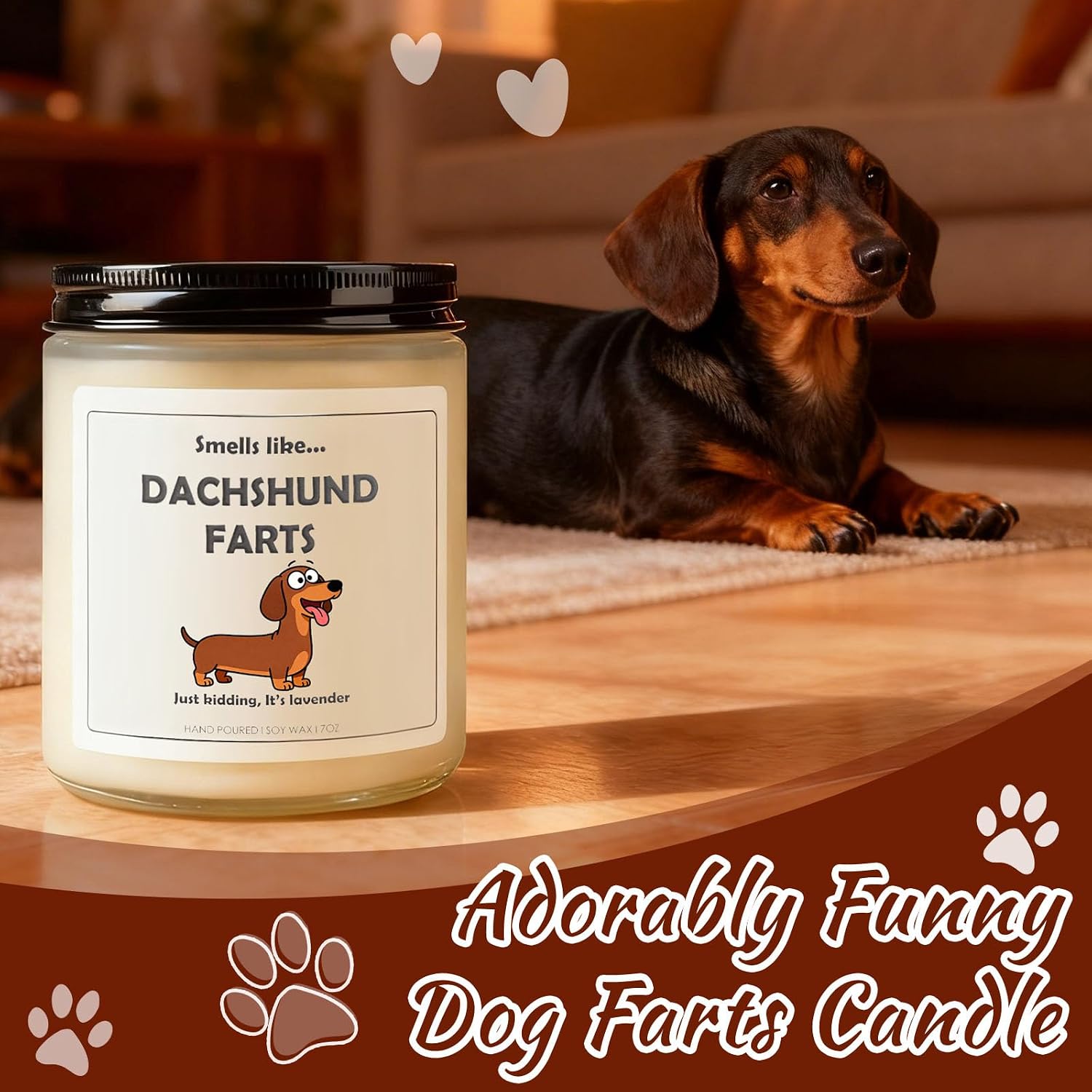 Dachshund Gifts & Decor, Dachshund Gifts for Women, Weiner Dog Farts Candle | Lavender Scent, Handcrafted with Natural Soy Wax