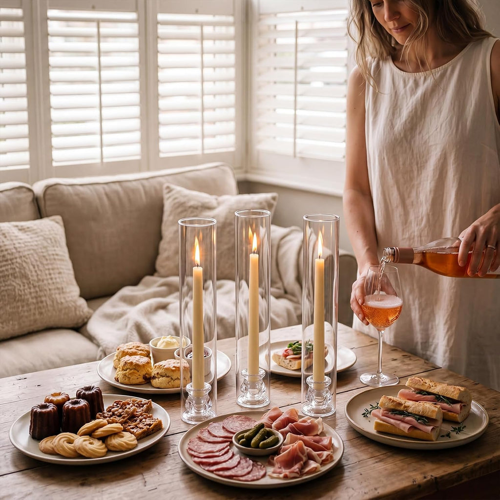 30 Pack Glass Hurricane Candle Holders 12.6" Open Ended Candlestick Holder Tubes Clear Bottomless Cylinders Suitable Taper LED Candles for Wedding Party Christmas Table Centerpiece Decor