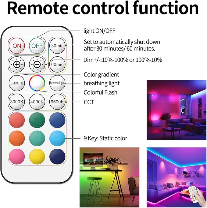 Rechargeable Puck Lights with Remote Control, 12 Color Changing Under Cabinet Lighting, Wireless RGB tv Led lights for bedroom & Closet, Dimmable Magnetic under counter lights for kitchen, Shelf,Party