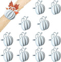 Halatool Thanksgiving Pumpkin Napkin Rings Set of 12, Alloy Fall Napkin Rings Dinner Tables Holders for Thanksgiving Halloween Weddings Holidays Gathering Dinner Party (White)