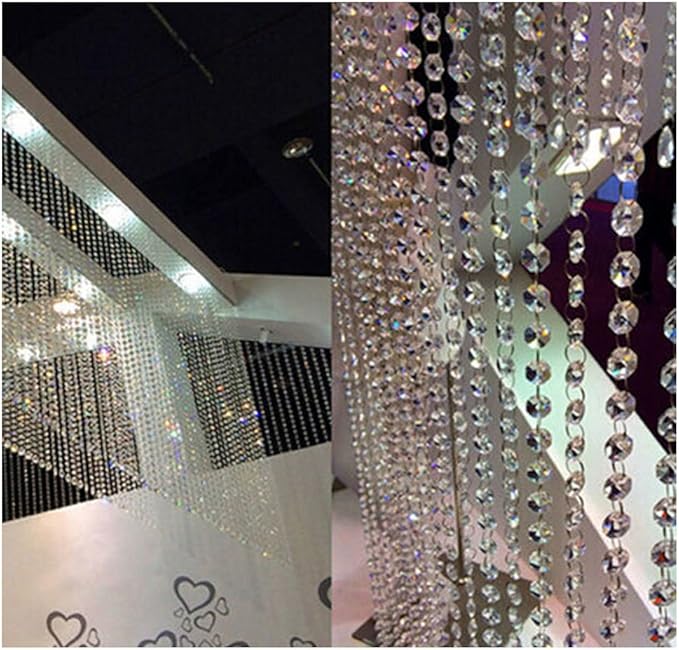 WAZHRMGHG Clear Acrylic Crystal Garland Strands Hanging Chandelier Bead Chain Ornament String Decorations for Chandelier Christmas Tree Wedding Party Celebration (33FT(10M))