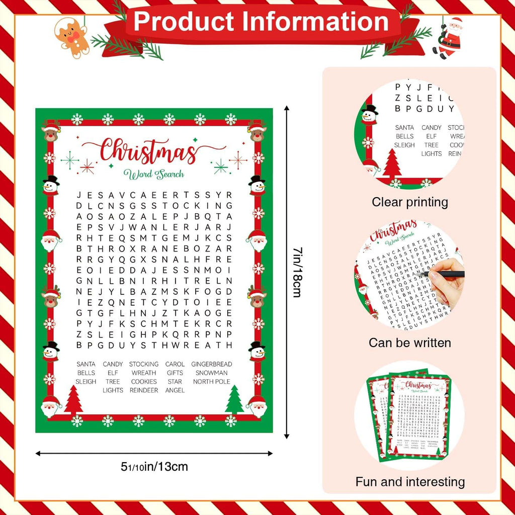 Biswiter Christmas Games for Family Party Supplies, Christmas Activities Word Search Scramble Bingo Trivia Pictionary Categories and Answer Keys for Family