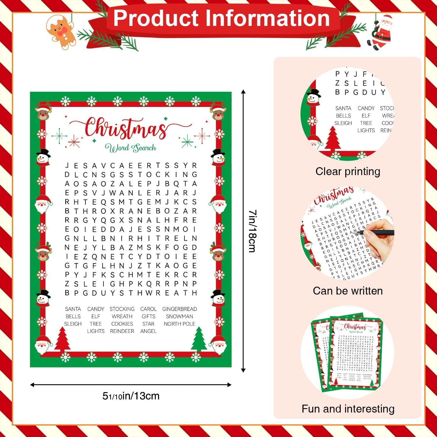 Biswiter Christmas Games for Family Party Supplies, Christmas Activities Word Search Scramble Bingo Trivia Pictionary Categories and Answer Keys for Family