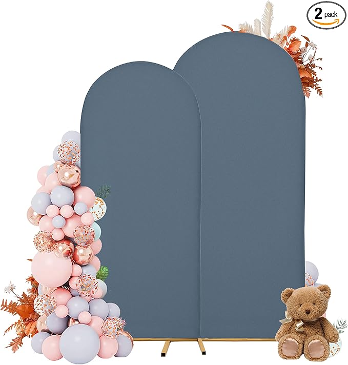 Wedding Arch Covers Arch Backdrop Cover Arch Stand Covers 7.2FT 6FT Set of 2 Arch Cover Spandex Fabric Stretchy Backdrop for Wedding Birthday Party Decoration Baby Shower (Dusty Blue)