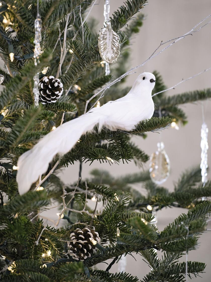 UWIOFF Artificial Birds, 12 Pcs Artificial White Doves Simulation Foam White Feathered Artificial Birds Doves Clip On Ornament for Christmas Tree Decorations, Wedding, Wreaths & Crafts