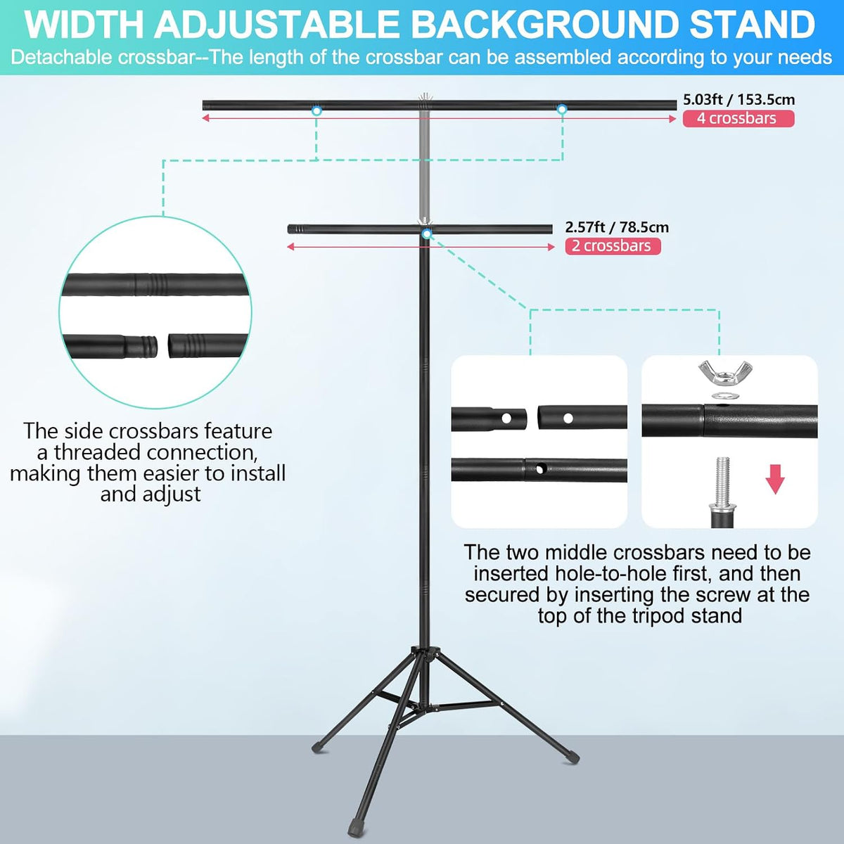 White Backdrop with Stand for Photoshoot, 5X7ft White Photo Backdrop with T S...
