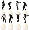 Ercadio 30pcs Glitter Black Jazz Dance Cupcake Topper Jazz Music Cupcake Picks Dancer Silhouette Cake Picks for Jazzist Birthday Cupcake Decorations Pop Music Dancing Anniversary Party Supplies