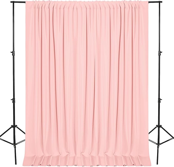 DWCN 10x7 FT Blush Pink Backdrop Curtains for Parties, Photography Backdrop Drapes with Rod Pockets for Wedding Decorations Stage Birthday Family Gatherings, 2 Panels 5ft x 7ft