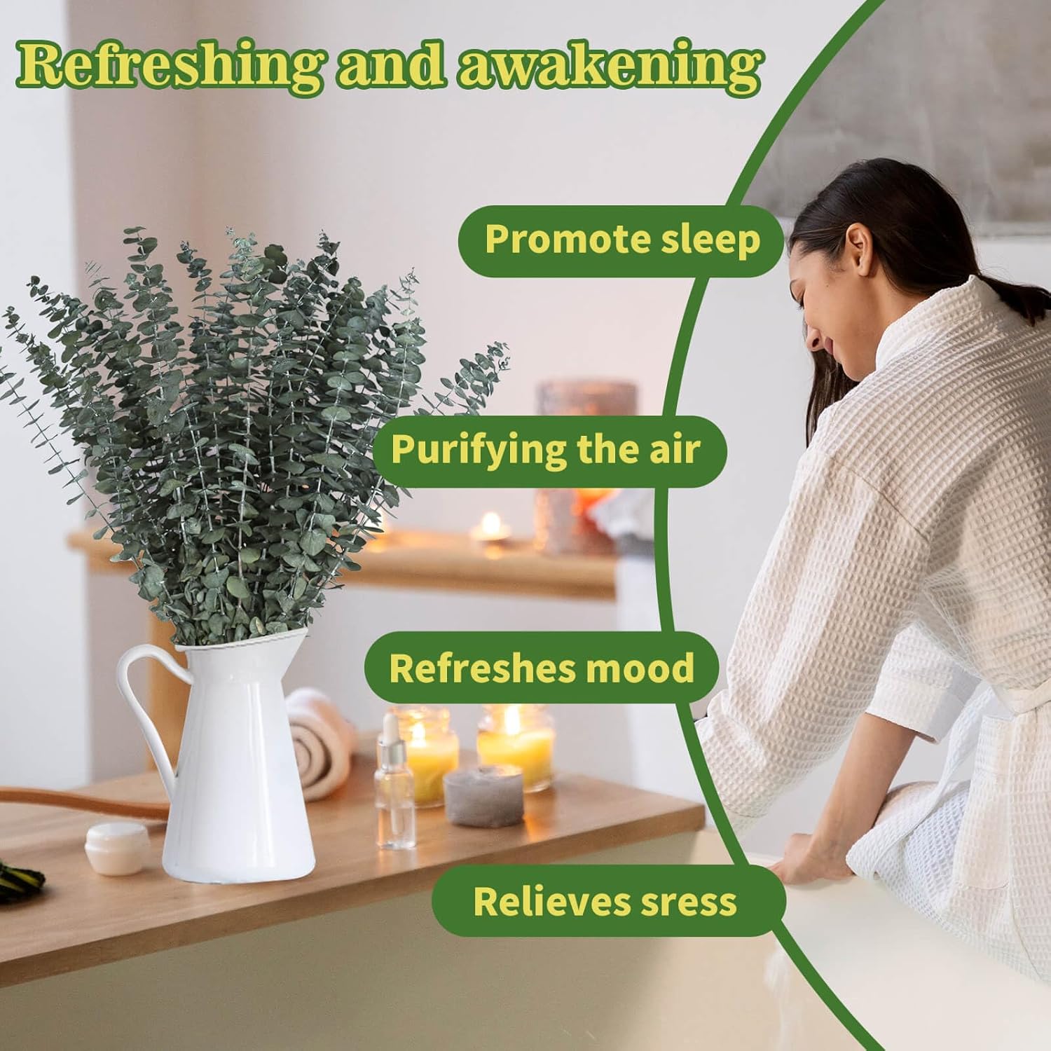 11 PCS Real Dried Eucalyptus Stem for Shower & Bathroom Decor - 17'' Large Natural Fresh Eucalyptus Leaves Hanging Plants, Shower Stuff Green Home Vase Decor, DIY