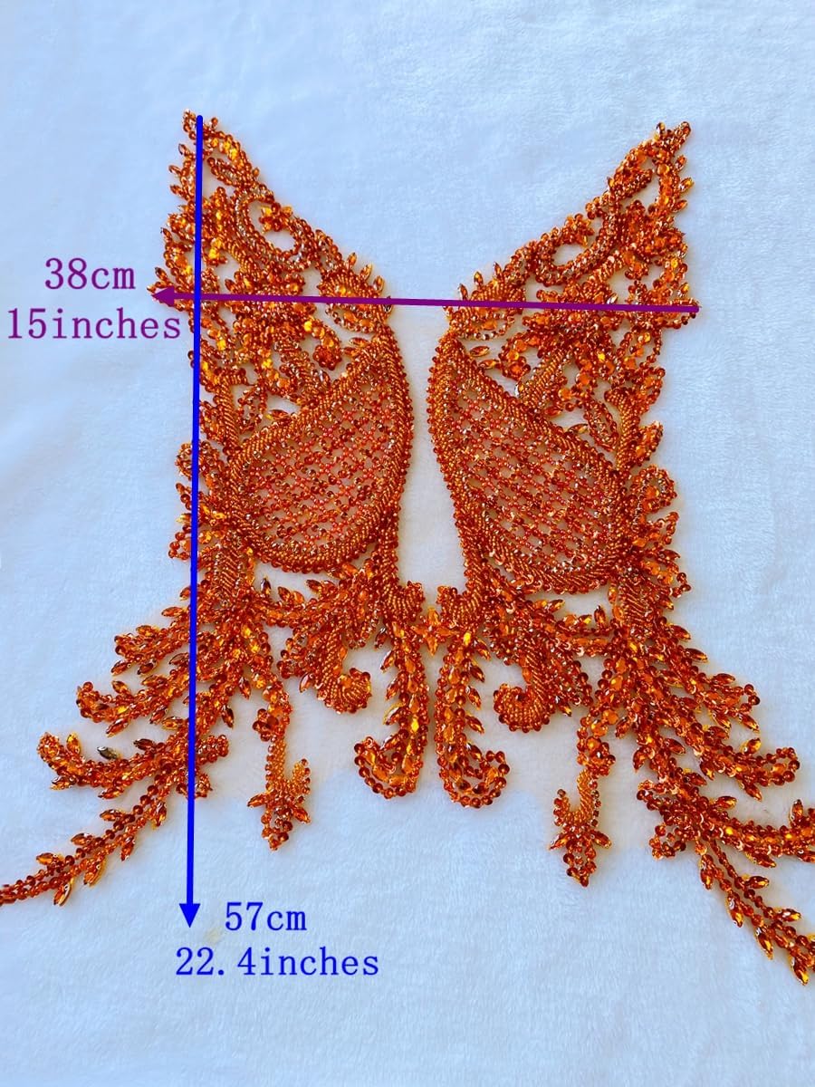1PCS Handmade Shining Rhinestones Lace Applique Handsewing Beads Patches Trim...
