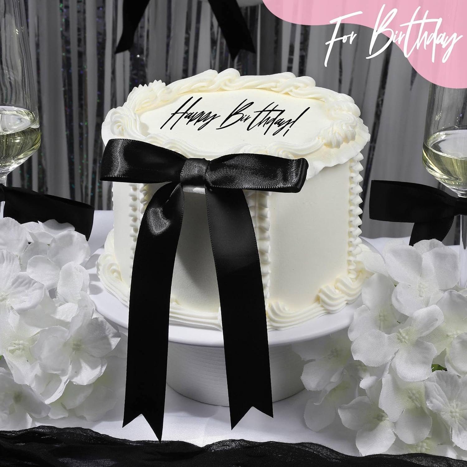 YGDZ Black Bows 30PCS, Satin Ribbon 5x7'' Large Black Bow for Champagne Bottle Wrapping, Balloons, Twist Tie Bows Decorations for Party, Cake, Craft, Gift