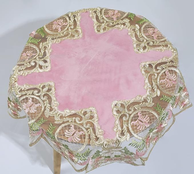 vctops Damask Lace Patchwork Tablecloth Luxury Square Small Table Cover Elegant Floral Embroidered Lace Table Cloth for Party Kitchen Dinning Picnic Decoration (Type P,22"x22")
