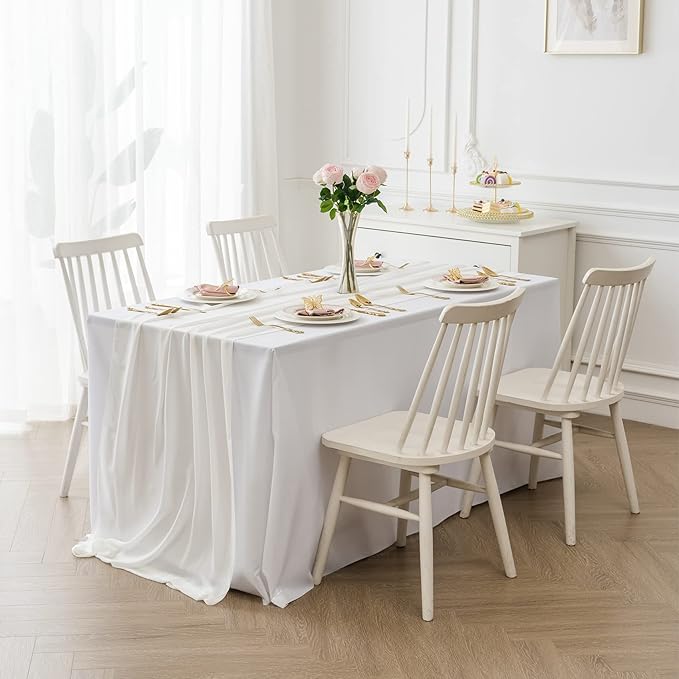 6Pack 9ft Chiffon Table Runner 14x108 Inch Sheer Romantic Table Runner for Wedding Birthday Party Bridal Shower Outdoor Decoration-Ivory