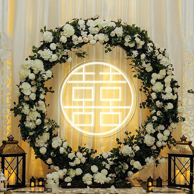 Chinese Wedding Neon Sign | Custom LED Neon Wedding Party Decor | Double Happiness Neon Sign | Engagement Party Neon | Home and Bedroom Decor