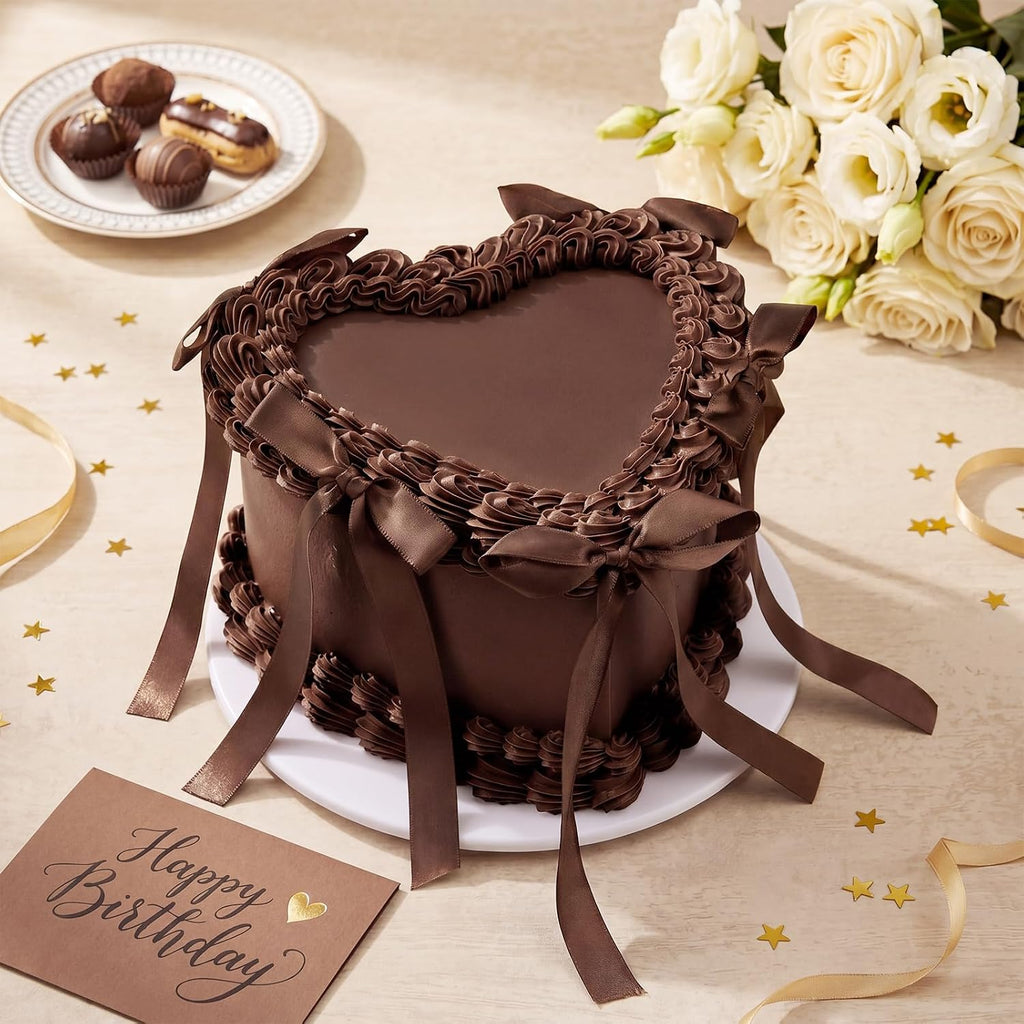 remerry 6 inch chocolate heart fake cake bow, main product view