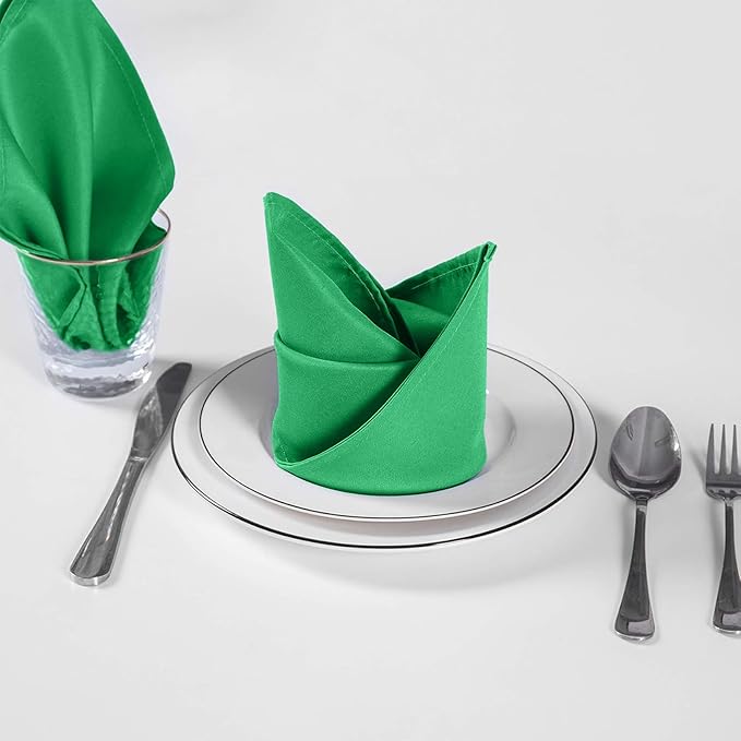 Cloth Napkins 20x20 inch Washable Polyester Dinner Napkins Soft Table Napkins for Wedding Party Dining Banquet(Emerald,12PCS)