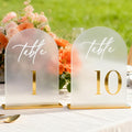 Frosted Wedding Table Numbers 1-10 with Stands, Elegant Gold 3D Arch Signs with Holder - 5.5" X 7" Arch Acrylic Table Numbers for Wedding Reception, Party, Anniversary, Events And Centerpiece