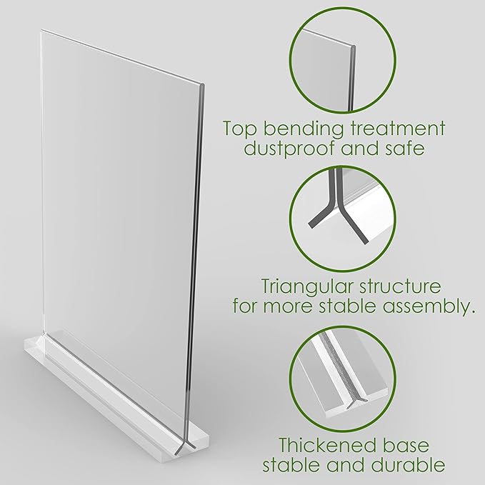 newnewshow Acrylic Sign Holder 5.5x8.5 Inch 3 Pack Vertical T Shape Double-Sided Desktop Display Holder. (Optional 8.5x11 8.5x5.5 5x7 Horizontal and Vertical)