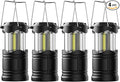 Lichamp LED Camping Lantern, 4 Pack Battery Powered Flashlight for Power Outages, Portable Collapsible Hanging Light Essential for Home, Outdoor, Emergency Lamp Survival Kit Gear for Hurricane, Black