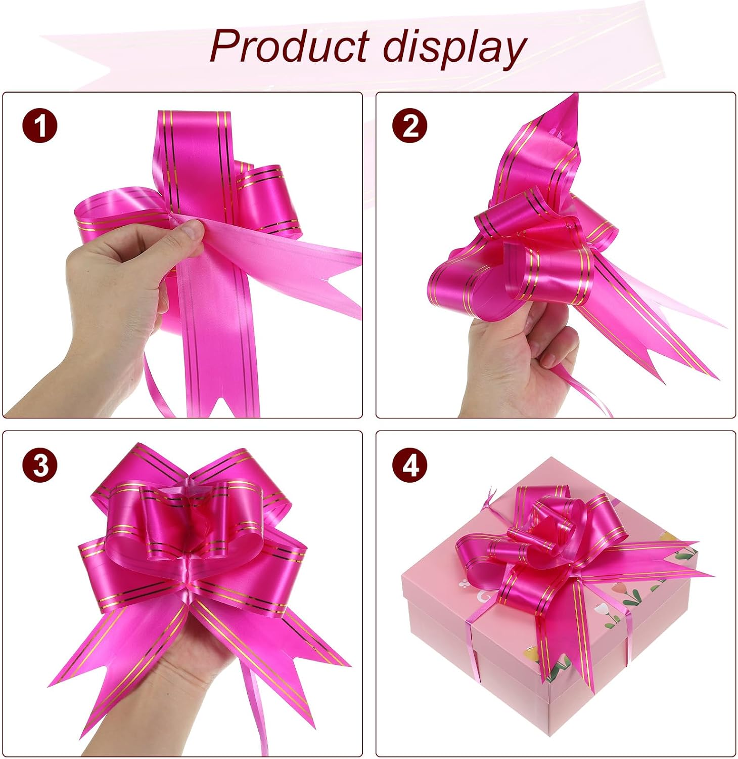 4" Gift Wrap Bows, 20 Pack Christmas Pull Bow Baskets Present Wrapping Ribbon Bows for Party Ceremony Wedding Decor, Blue