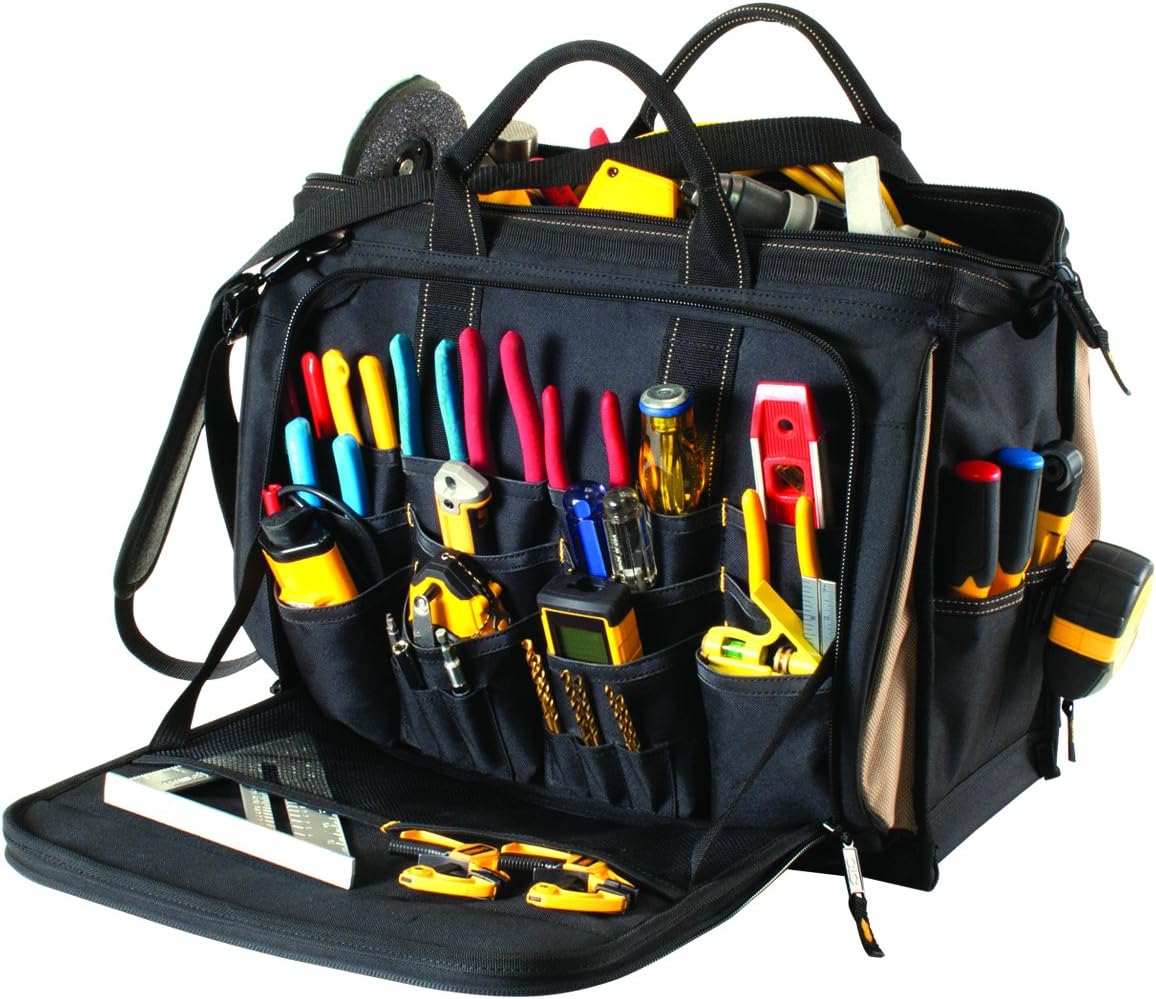 Custom Leathercraft1539 Multi-Compartment 50 Pocket Tool Bag