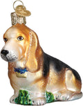 Old World Christmas Dog Collection Glass Blown Ornaments for Christmas Tree Basset Hound 1.5 x 3