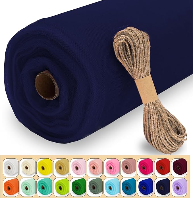 Navy Blue Tulle Fabric Roll, 54" x 40 Yards (120FT) Tulle for Wedding Decoration DIY Tutu Party Backdrop Baby Shower Table Skirts Gift Wrapping