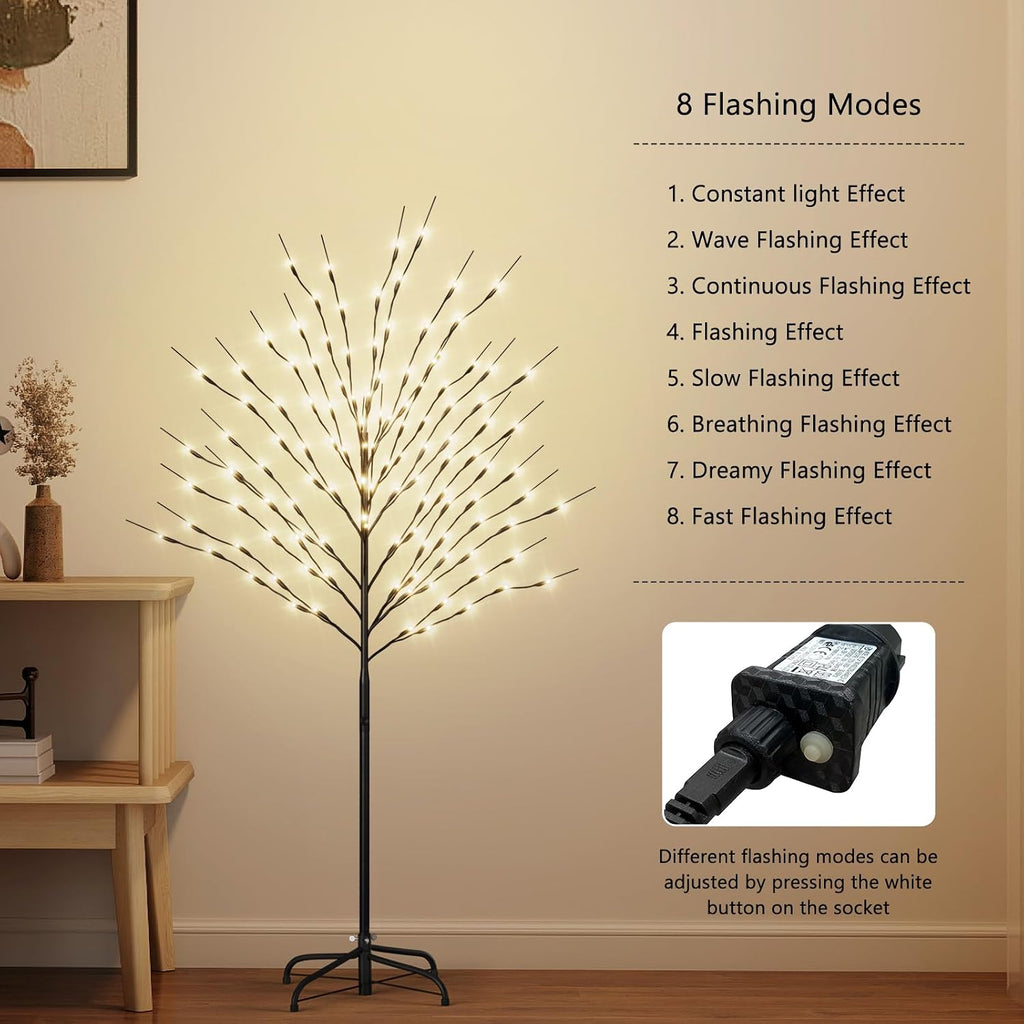 docred 5ft lighted tree with warm white led, side view
