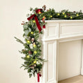 wanna-cul 6ft christmas garland with lights burgundy ribbon, main product view