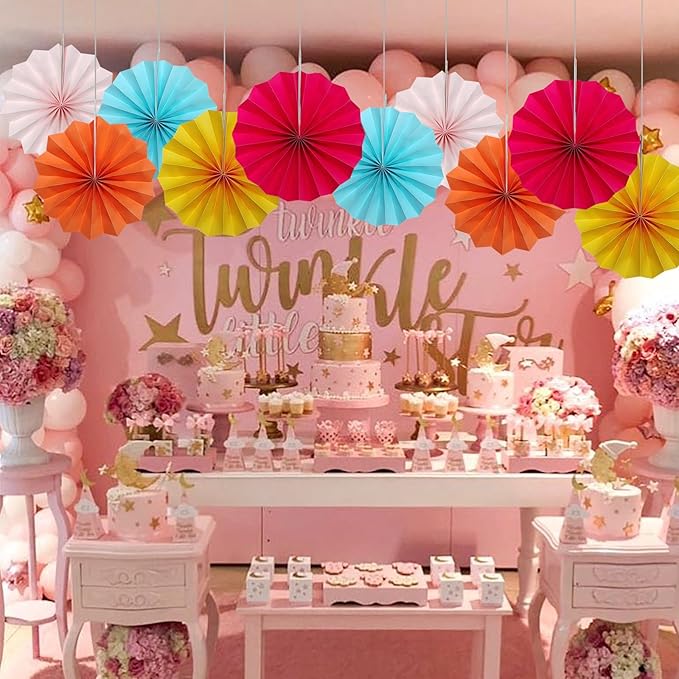 Pink Birthday Decorations,DIY Pink Paper Fans Hanging Decoration ,Party Supplies Party Fans 8in, Pink Christmas,Wedding Graduation Events Accessories 30 Color DIY Set (Baby Pink)