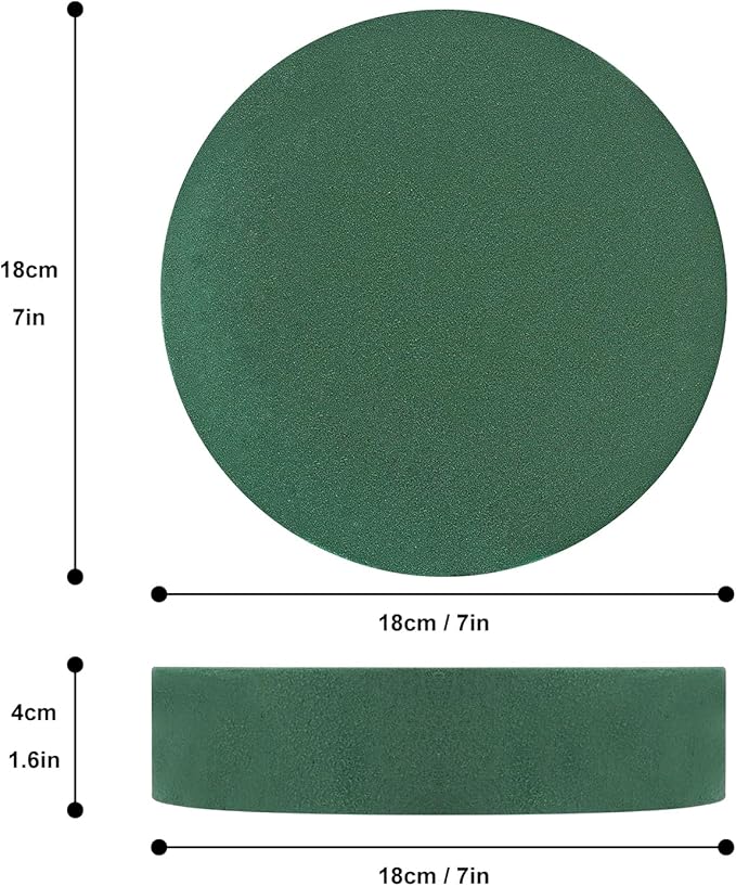 IHDYPPEW 10 PCS Floral Foam Blocks, 7 Inch Large Dry Round Green Floral Foam for Flower Arrangements, Perfect for Crafting, Floral Arranging, Weddings and Floral Creation