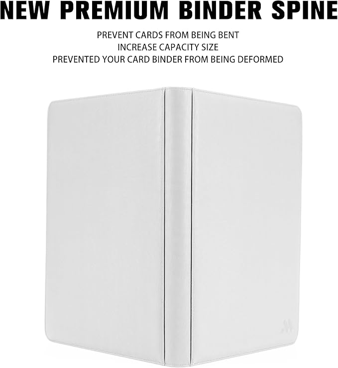 Premium 1000+ Pockets Card Binder,16 Pockets Card Binder Ringless Side Loading Trading Card Album Folder for TCG -White