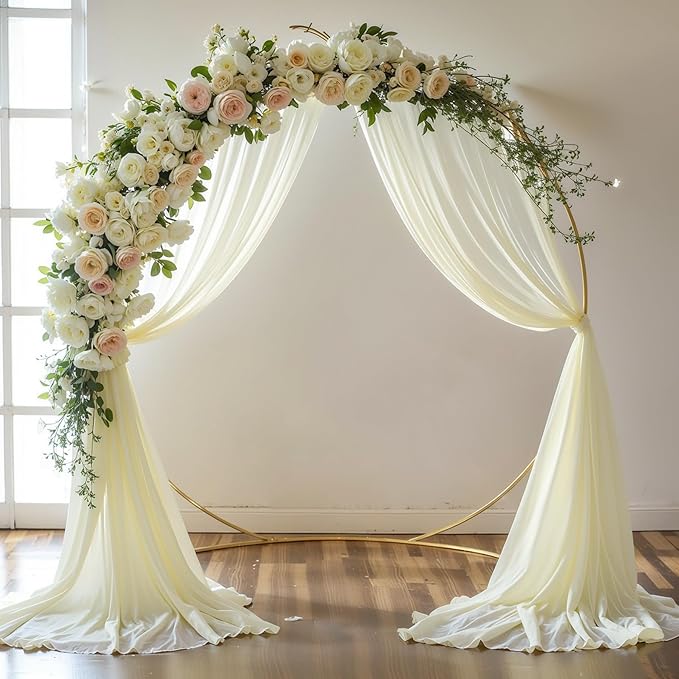 Wedding Arch Draping Fabric, 2 Panels 6 Yards Ivory Sheer Backdrop Curtain Chiffon Fabric Drapery for Wedding Ceremony Reception Swag Decorations (Ivory Drapes Curtain, (2 Panels) 6 Yards/36ft)