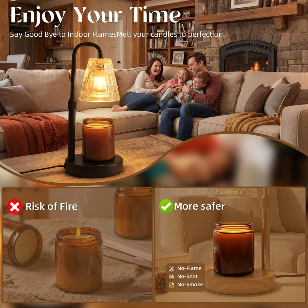Glimra Candle Warmer Lamp, Candle Warmer Lamp with Timer, Dimmable | for Jar Candles Candle Warmer Birthday Gifts,for Mom Women Friend Sister,Office Apartment Dorm Room Home Decor Black