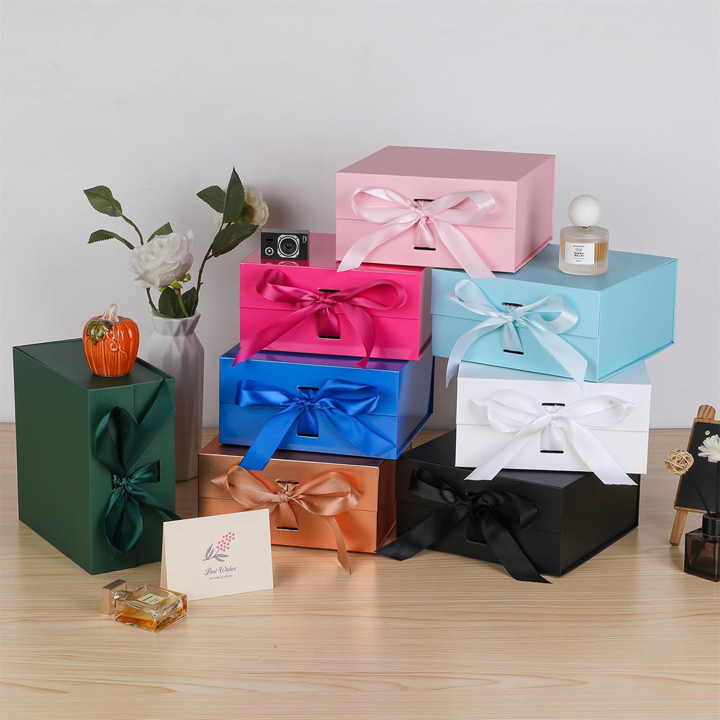 OEMVALATY Black Gift Box,6x6x3 Inches Gift Boxes with Lids for Presents with Magnetic Closure and Ribbon for Wedding,Storage,Birthday