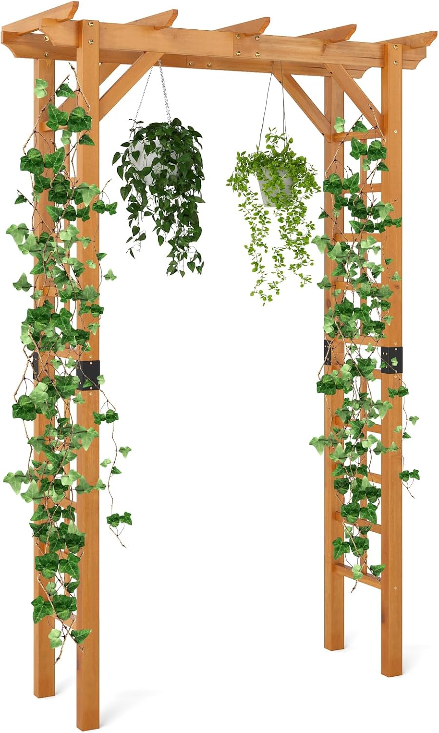 Giantex 7FT Wooden Garden Arbor Trellis, Wood Wedding Arch for Ceremony