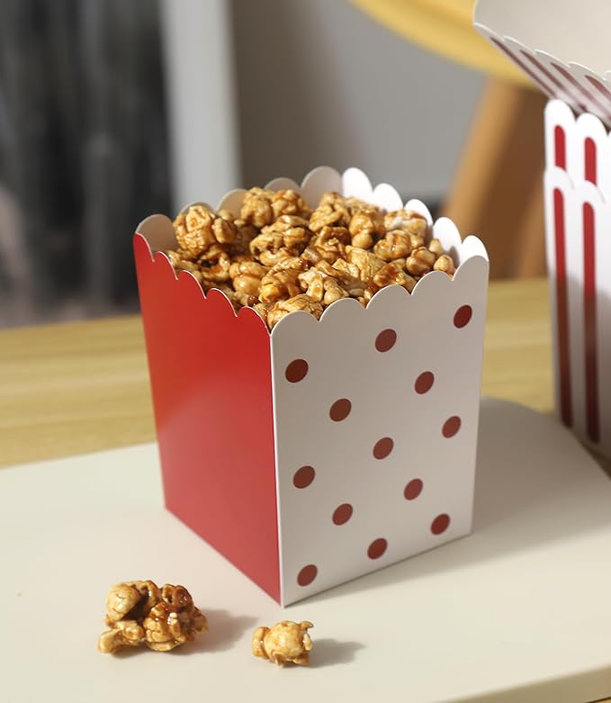 Winoo Design 100 PK Mini Popcorn Boxes Bulk Paper Popcorn Bowl Containers Holders for Party, Movie Night Decorations