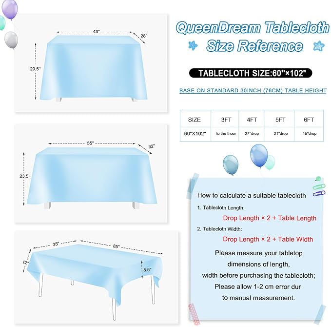 QueenDream Sequin Iridescent Tablecloth 60x102 Inches Blue Sequin Table Overlay Mermaid Parties Cocktail Decor
