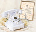 RetroVox Audio Guest Book Wedding Phone Guestbook and Signage Guest Audio Message Book, Vintage Style for Wedding Reception, Bridal Shower, Baby Shower（White & Sign Holder E）