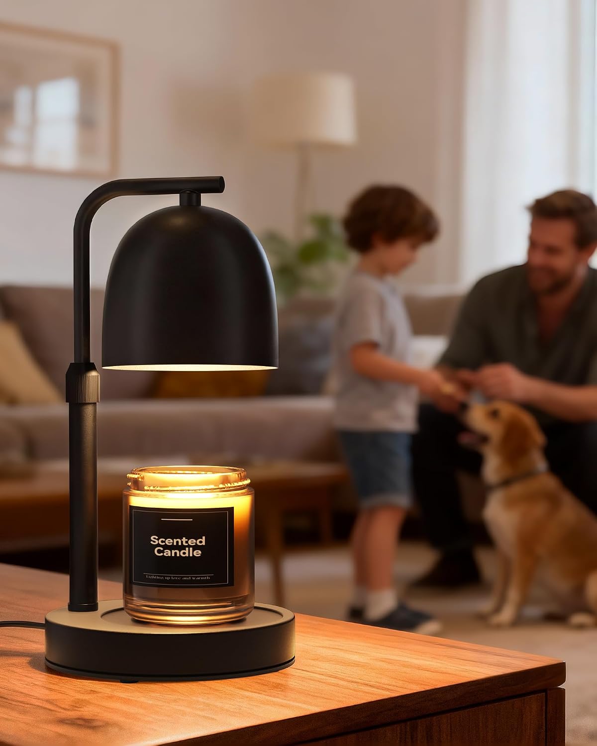 LISUNAR Candle Warmer Lamp with Timer Dimmable, Adjustable Height Black Candle Warmer for Jar Candles, Birthday Gifts for Women & Men, Office Decor, House Warming Gift, Wax Melt Warmer with 2 Bulbs