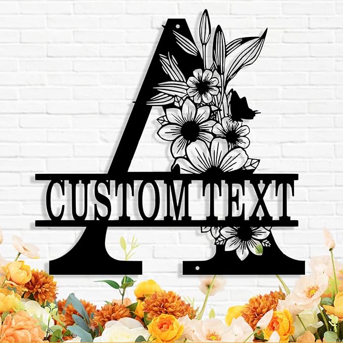 Custom Metal Name Sign, Personalized Family Last Name Signs for Home, Split Letter Monogram Wall Art Decor, Customized Metal Signs for Outdoor, Personalized Wedding Housewarming Gift