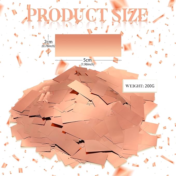 Sumind 200 Grams Gold Silver Large Metallic Confetti Rose Glitter Throwable Table Scatter Foil Confetti for Wedding Birthday Party Baby Shower Graduation Christmas Celebrations(Rose Gold)