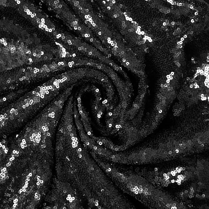 JYFLZQ Black Sequin Backdrop Curtains 2ft x 8ft 4 Panels Glitter Photo Booth Backdrops Sparkly Photography Background Drapes for Halloween Father's Day Graduation Birthday Parties