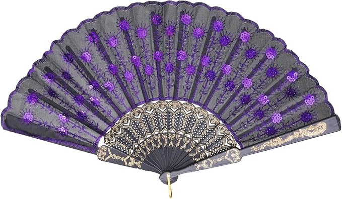 QIRMIZI 30 Pack Fabric Folding Handheld Fans, Perfect for Weddings, Parties, and Dancing,Purple